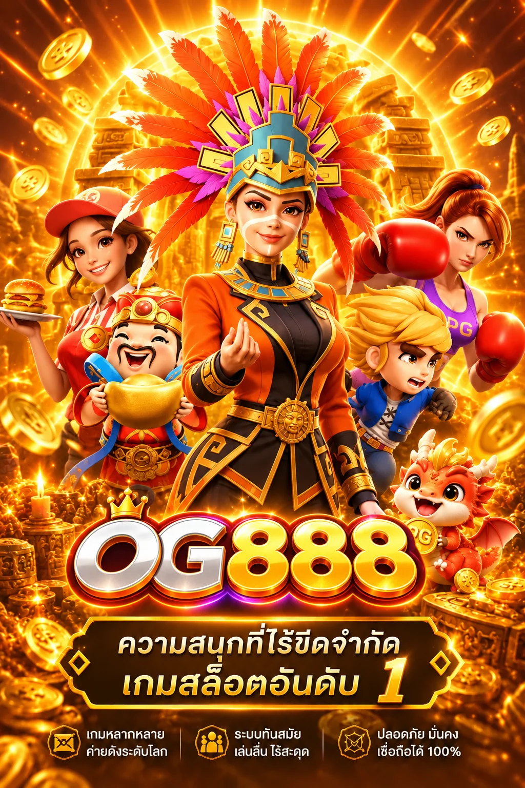 ตัวละครเกม PG Soft สำหรับทดลองเล่นสล็อต OG888